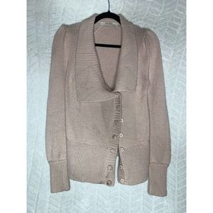 Reiss Knit Wool Sweater Asymmetrical Snap Button